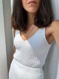 Top in maglia a coste bianco
