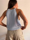 Top in maglia azzurro