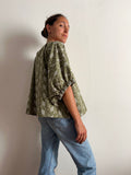 PRE ORDINE • Blusa oversize verde ricamata
