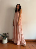 Abito con scollo americano lucido rosa
