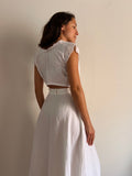 Camicetta bianca crop con pizzo