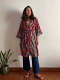 Kimono indiano rosso e blu