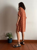 Abito maxi t-shirt seta mattone