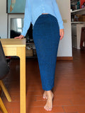 Gonna in maglia lurex blu