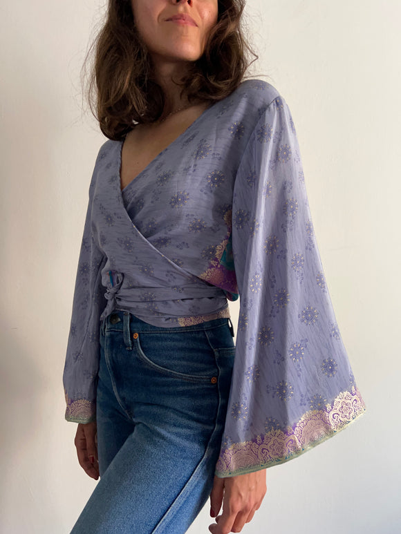 Camicia indiana incrociata lilla