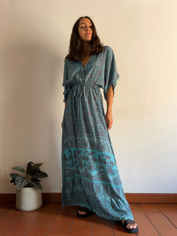 Kimono dress turchese