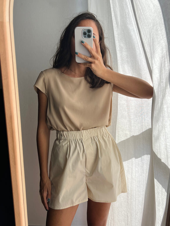 Maglietta pura seta beige