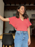 Maglia crop corallo