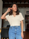 Maglia crop beige