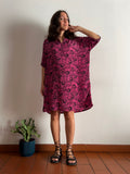 Abito maxi t-shirt seta ciclamino