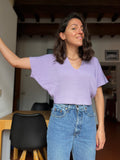 Maglia crop lilla