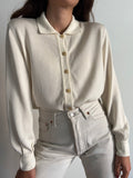 Cardigan bianco con colletto polo