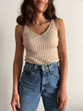 Top in maglia a coste beige