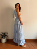 PRE ORDINE • Abito con scollo americano lucido azzurro