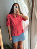 Camicia di seta corallo