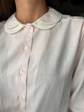 Camicia a righine rosa con doppio colletto