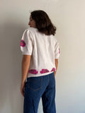 Cardigan mezza manica con fiori