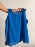 Top bluette scollo intrecciato