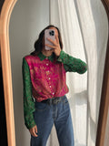 Camicia indiana modello maschile fuxia e verde