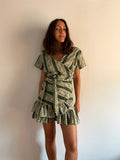 Gonna corta di cotone a portafoglio verde