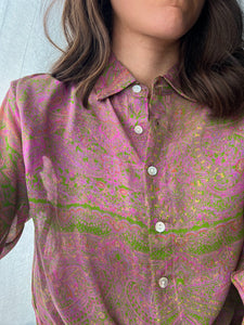 Camicia indiana modello maschile lilla e verde