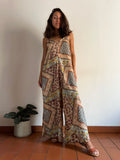 Maxi tuta di seta patchwork