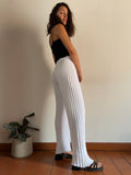 Pantalone plissé in maglia bianco