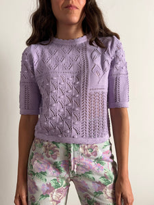 Maglia di cotone foglie lilla