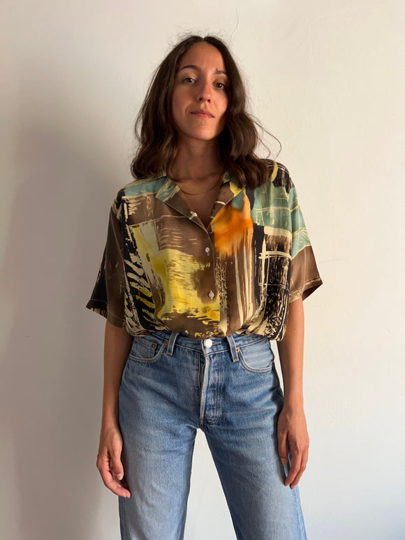 Camicia di seta pitturata