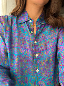 Camicia indiana modello maschile ottanio e viola