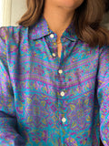 Camicia indiana modello maschile ottanio e viola