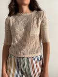 Maglia di cotone foglie beige