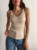 Top in maglia a coste beige