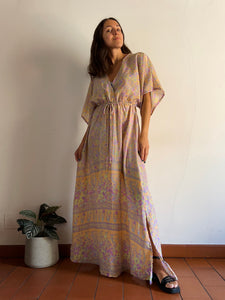 Kimono dress fiori lilla