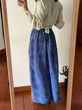 Gonna lunga pura seta blu e arancione