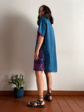 Abito maxi t-shirt seta turchese