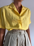 Camicia di lino gialla ricamata