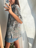 Camicia di seta patchwork chiara