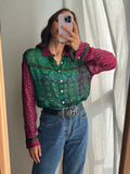 Camicia indiana modello maschile verde e violetto