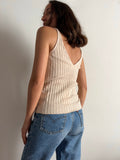 Top in maglia a coste beige