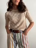 Maglia di cotone foglie beige