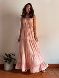 Abito con scollo americano lucido rosa