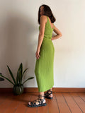 Top in maglia a coste pistacchio