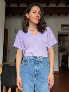 Maglia crop lilla