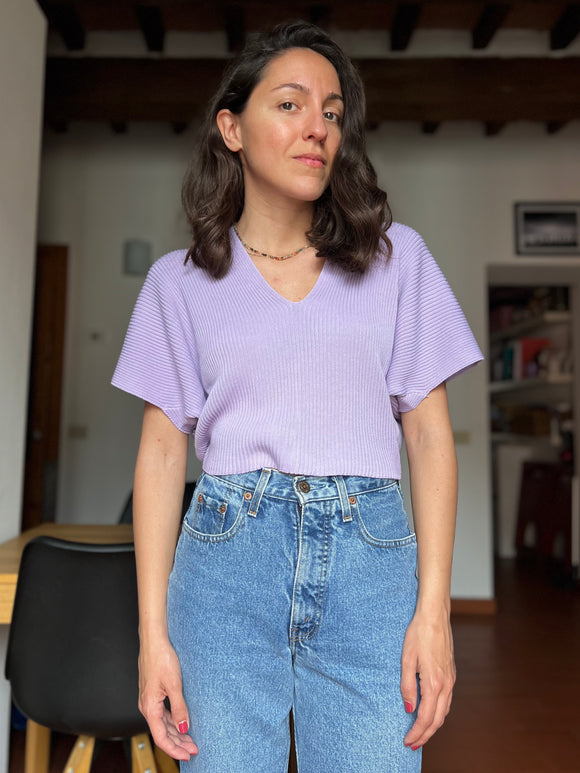 Maglia crop lilla