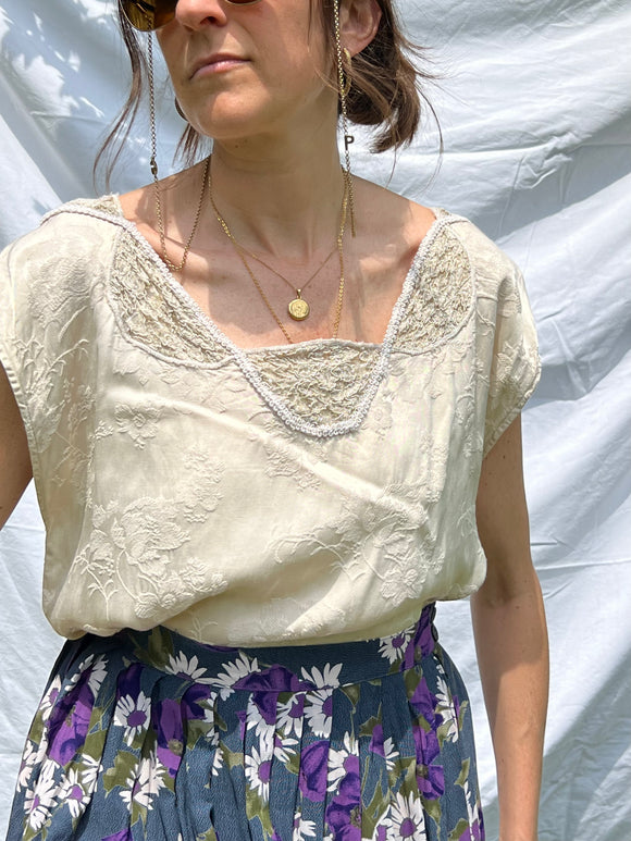 Top beige damascato