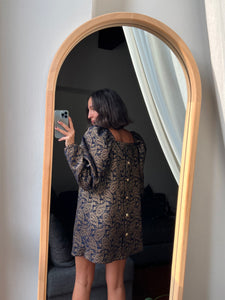 Abito corto blu e oro