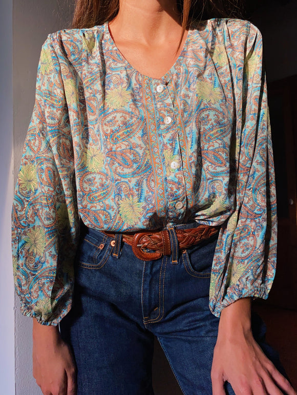 Camicia indiana verde acqua