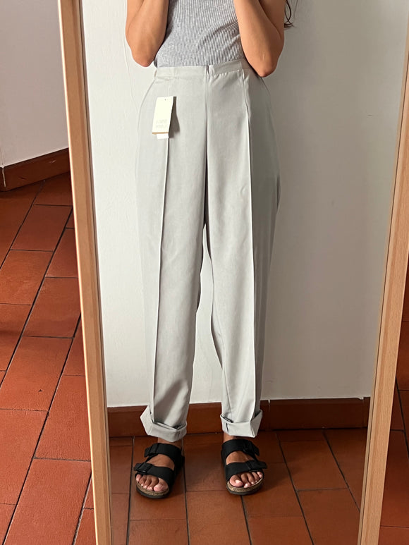 Pantalone grigio chiaro pura seta