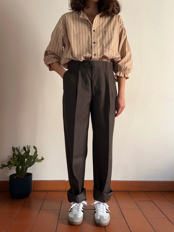 Pantalone maschile marrone scuro mélange